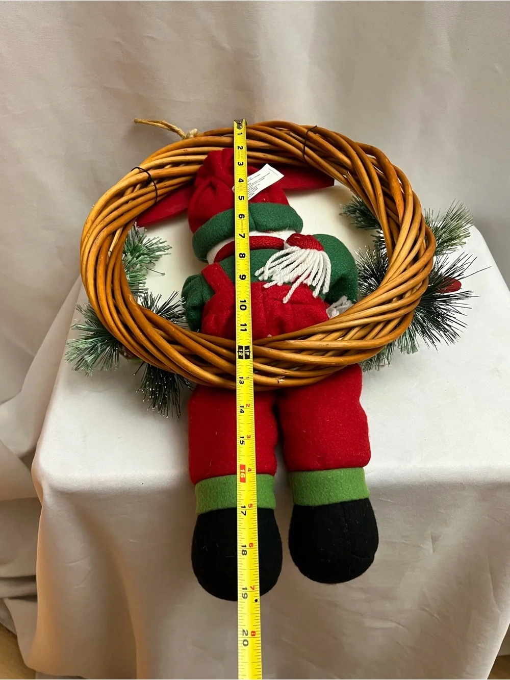 Happy Holidays Snowman Christmas Wreath Plush Door Wall Hanging Decor 12 Inch